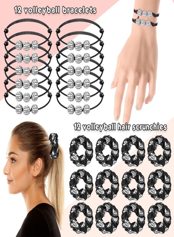 Singhoow 48 Pcs Volleyball Party Favors Gifts for Teen Girls Volleyball Makeup Bag for Girls Lipstick Holder Keychain Scrunchie Charm Bracelet Women Team Party Decor Supplies - Image 4